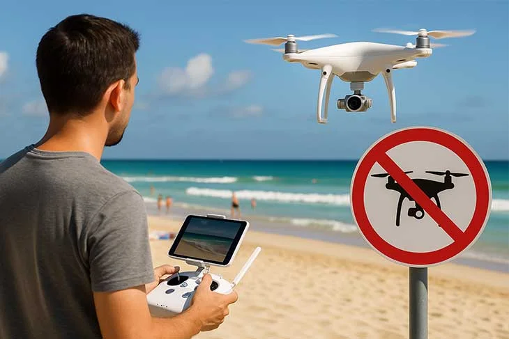 Lidošana ar dronu virs publiskajām pludmalēm